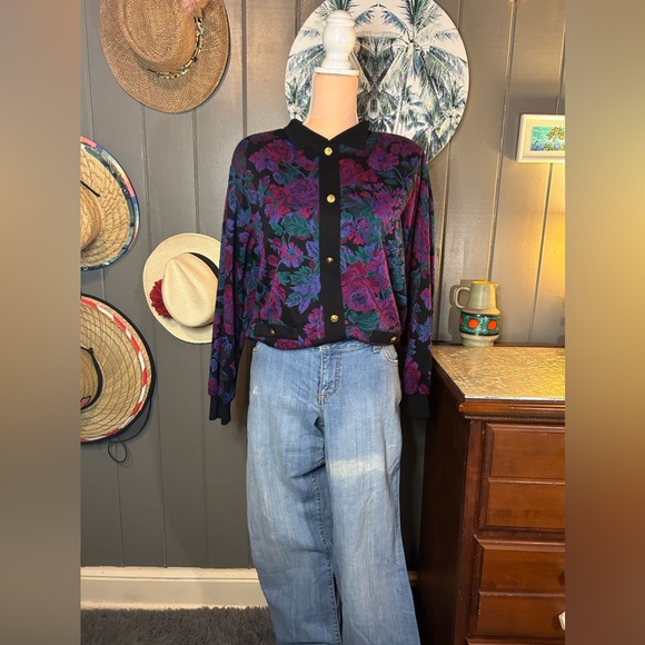 Vintage Rose Style Floral Pullover Sweatshirt Alfred Dunner XL - Picture 3 of 10